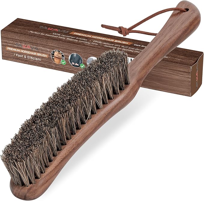 Lint Brush for Clothes with 100% Soft Horse Hair Bristle, Large Walnut Wood Handle, Lint Remover for Hat, Pet Hair, Suits, Cashmere, Wool, Velvet, Suede, Shoe