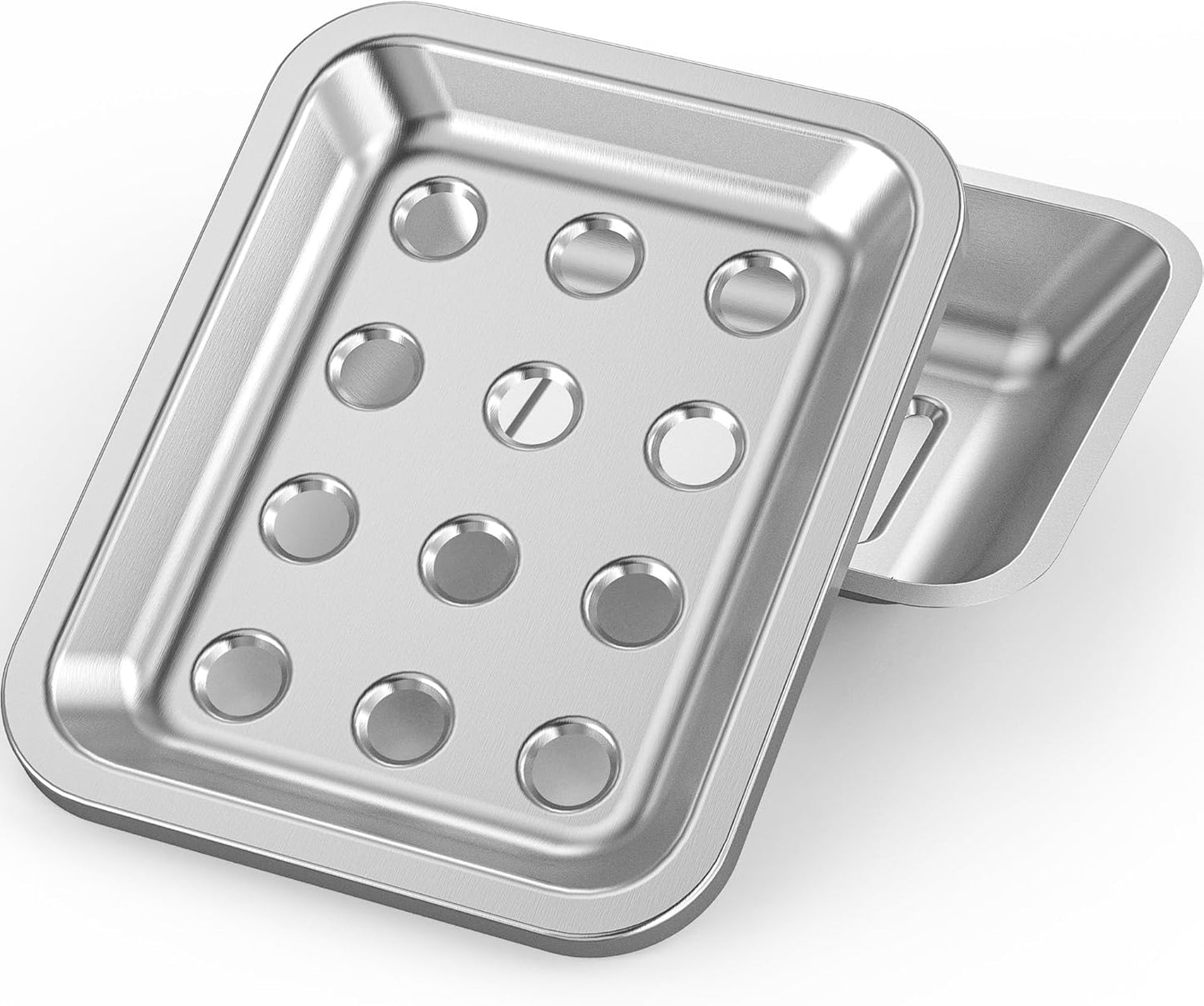 Stainless Steel Soap Dish, Large Double-Layer Draining Soap Holder, Metal Soap Dish for Bathroom, Shower, Kitchen and Sink Countertops