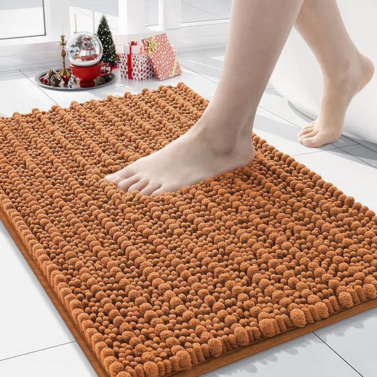 Arotive Luxury Chenille Bathroom Rug Mat, Extra Soft Thick Absorbent Shaggy Bath Rugs, Non-Slip Machine Wash Dry, Plush Bath Mats for Bathroom, Shower and Tub, 30x17, Clay