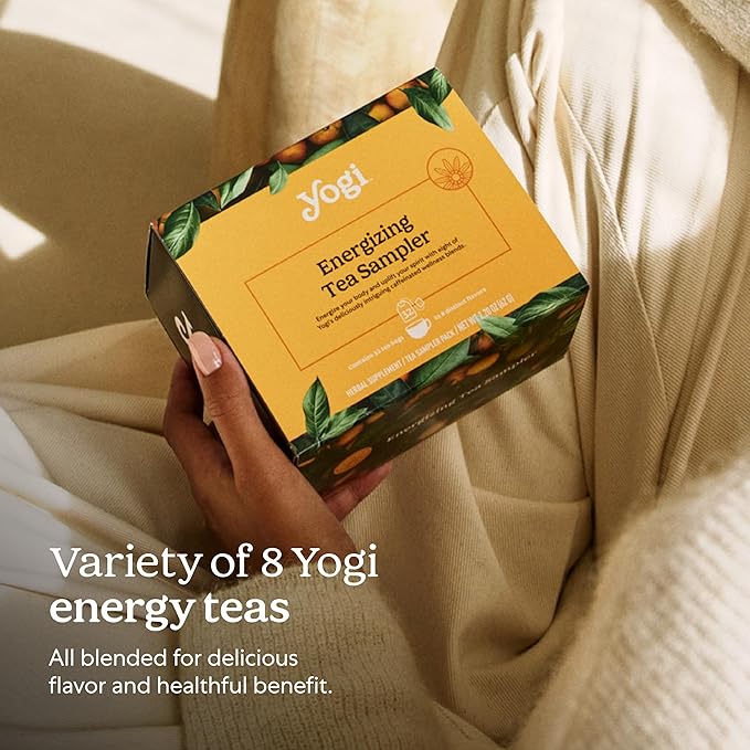 Yogi Organic Tea Energy Sampler Box (32 Tea Bags) - 8 Energizing Black & Green Teas - Contains Caffeine - Gift Set & Variety Pack