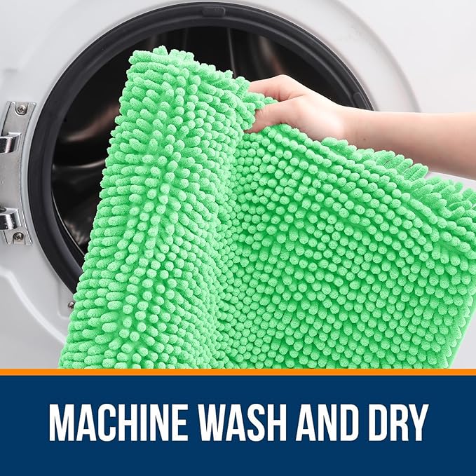 OLANLY Bathroom Rugs 24x16, Extra Soft Absorbent Chenille Bath Rugs, Rubber Backing Quick Dry, Machine Washable Bath Mats for Bathroom Floor, Tub and Shower, Home Decor Accessories, Mint Green