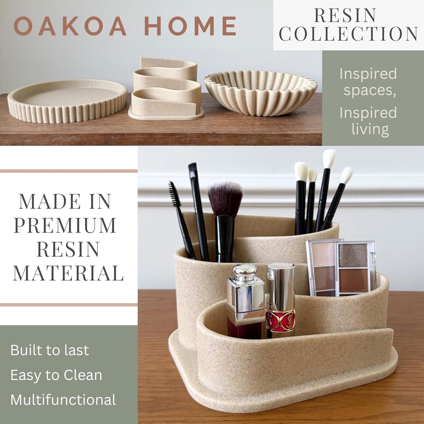 OAKOA Aesthetic Desk Accessories & Workspace Organizers - Cute Desk Organizer Pen Holder for Desk Aesthetic Office Supplies - Modern Pencil Holder - Boho Office Decor
