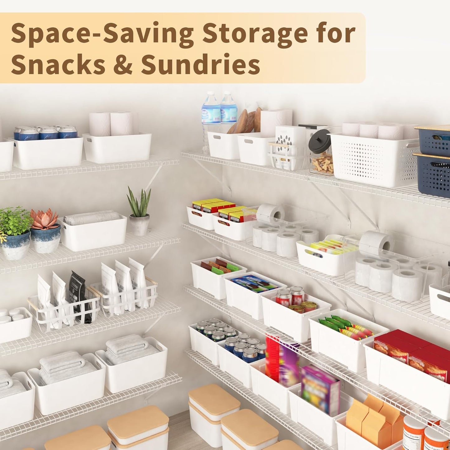 Closet Shelves Wall Mounted, 2 Pack 4 ft x 12 in White Wire Shelving Kit, Metal Wall Shelf Organizer for Home, Pantry, Laundry Room Storage