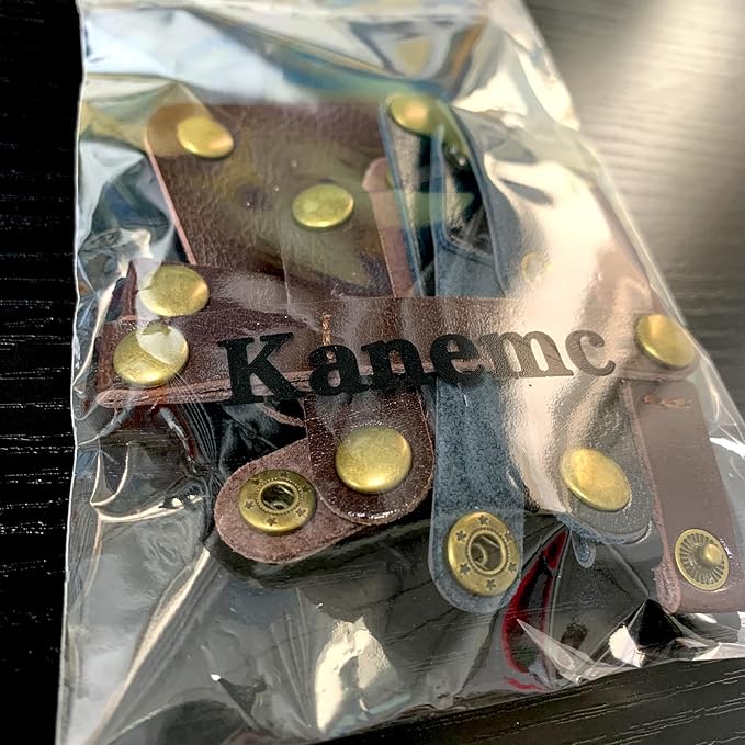 Kanemc 13Pcs Leather Cord Organizer, 3-Sizes Leather Cable Ties Cord Taco Snap On Cord Holders Cord Keepers For Travel, USB Charging Cable Strap Winder Earphone Wrap, Gifts For Women Men