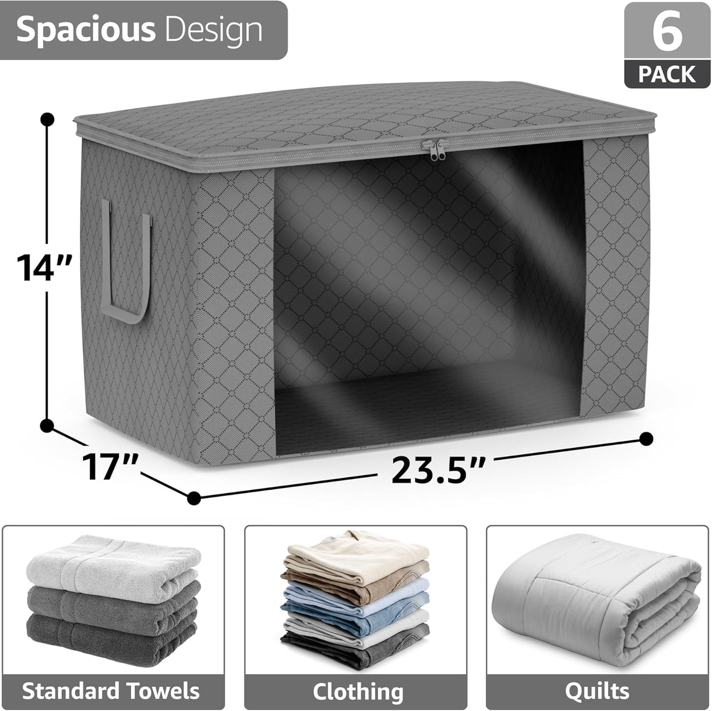 Sorbus Foldable Storage Bag Organizers, Large Clear Window & Carry Handles, Great for Clothes, Blankets, Closets, Bedrooms, and more