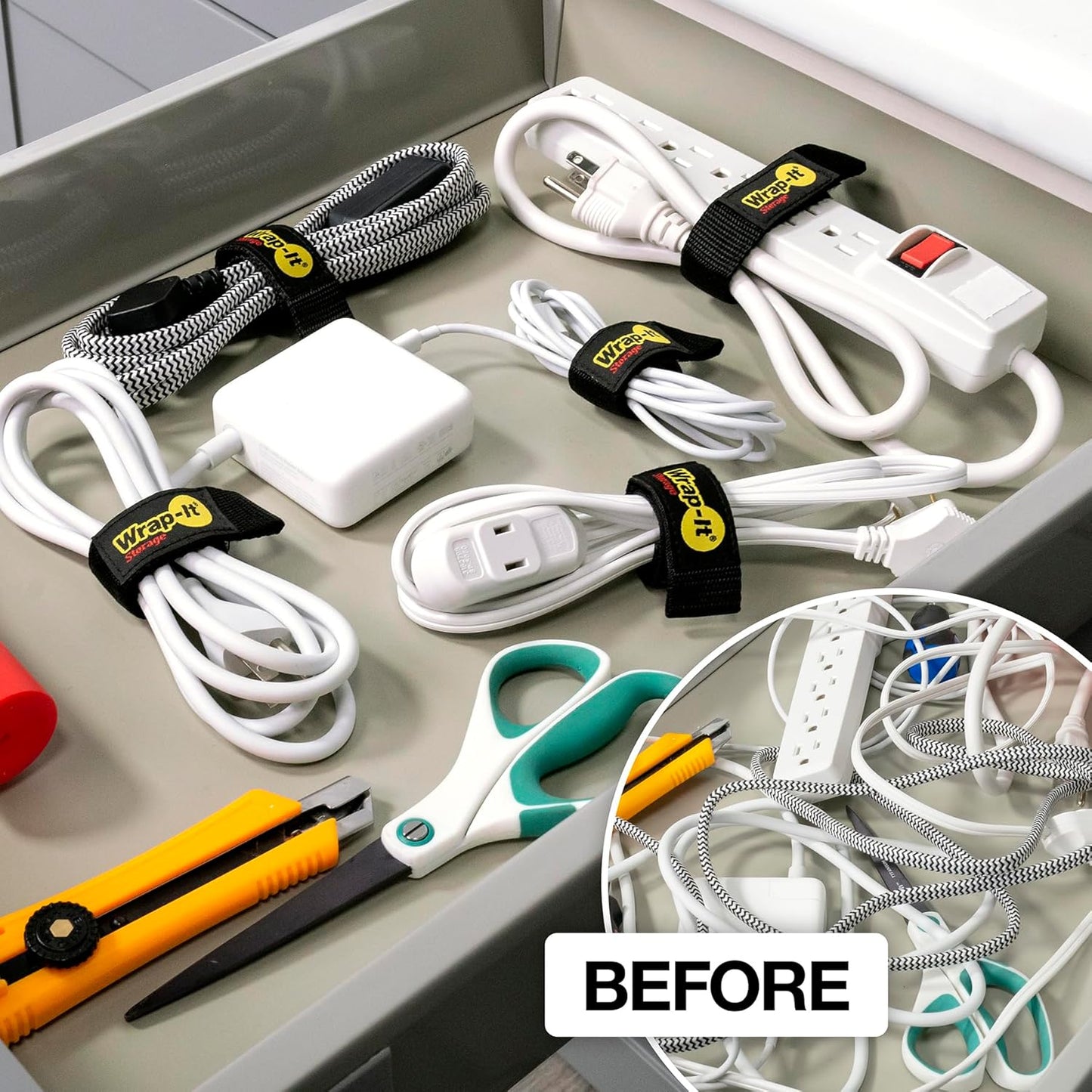 Quick-Straps by Wrap-It Storage - Assorted 12-Pack Multicolor - Hook and Loop Hose and Cable Organizers