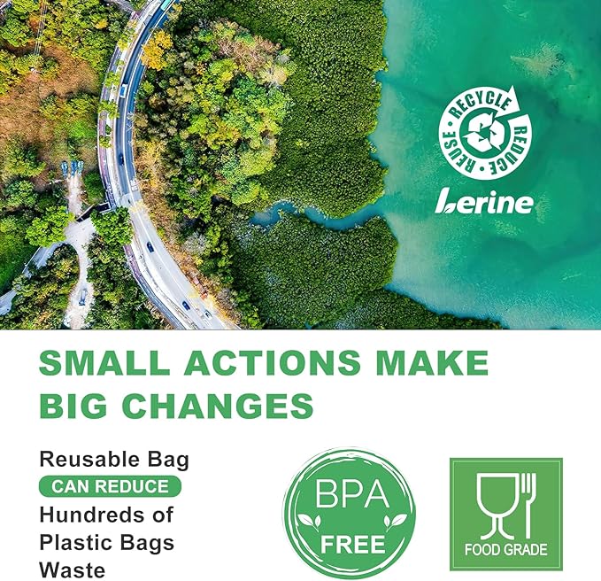 Lerine 14 Pack Dishwasher Safe Reusable Bags, Leakproof Reusable Freezer Bags, BPA Free Food Storage Bags for Lunch Marinate Food Travel (Multicolor, 4 Gallon 6 Sandwich 4 Snack)