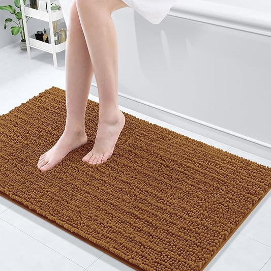 Arotive Luxury Chenille Bathroom Rug Mat, Extra Soft Thick Absorbent Shaggy Bath Rugs, Non-Slip Machine Wash Dry, Plush Bath Mats for Bathroom, Shower and Tub, 47x24, Ochre