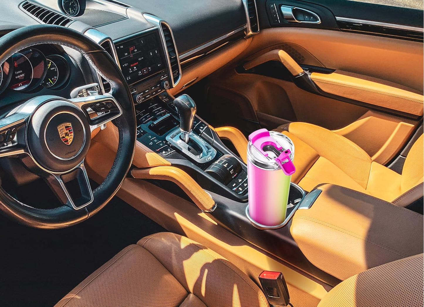 Meoky 24 oz Travel Coffee Mug with Leak-proof Lid, Stainless Steel Insulated Coffee Tumbler, Keeps Hot for 8 Hours or Cold for 24 Hours, Fits in Car Cup Holder (Sky)