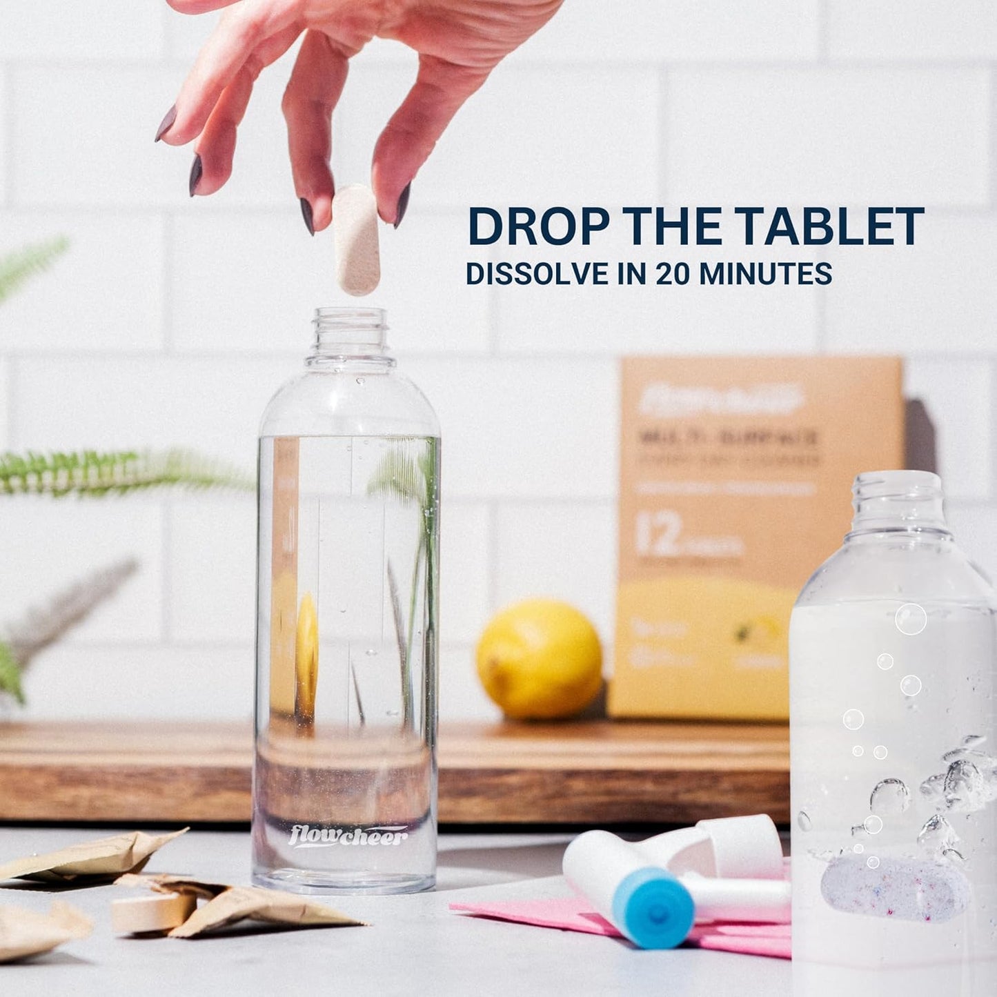 All Purpose Cleaner Concentrate Refills, Multi Surface Clean Refill,No Toxic Cleaning Tablets(12Pack)-Makes 192 fl oz(12x16Fl oz)Bottles of Spray Cleaner for Household&Kitchen Cleaning-Lemon