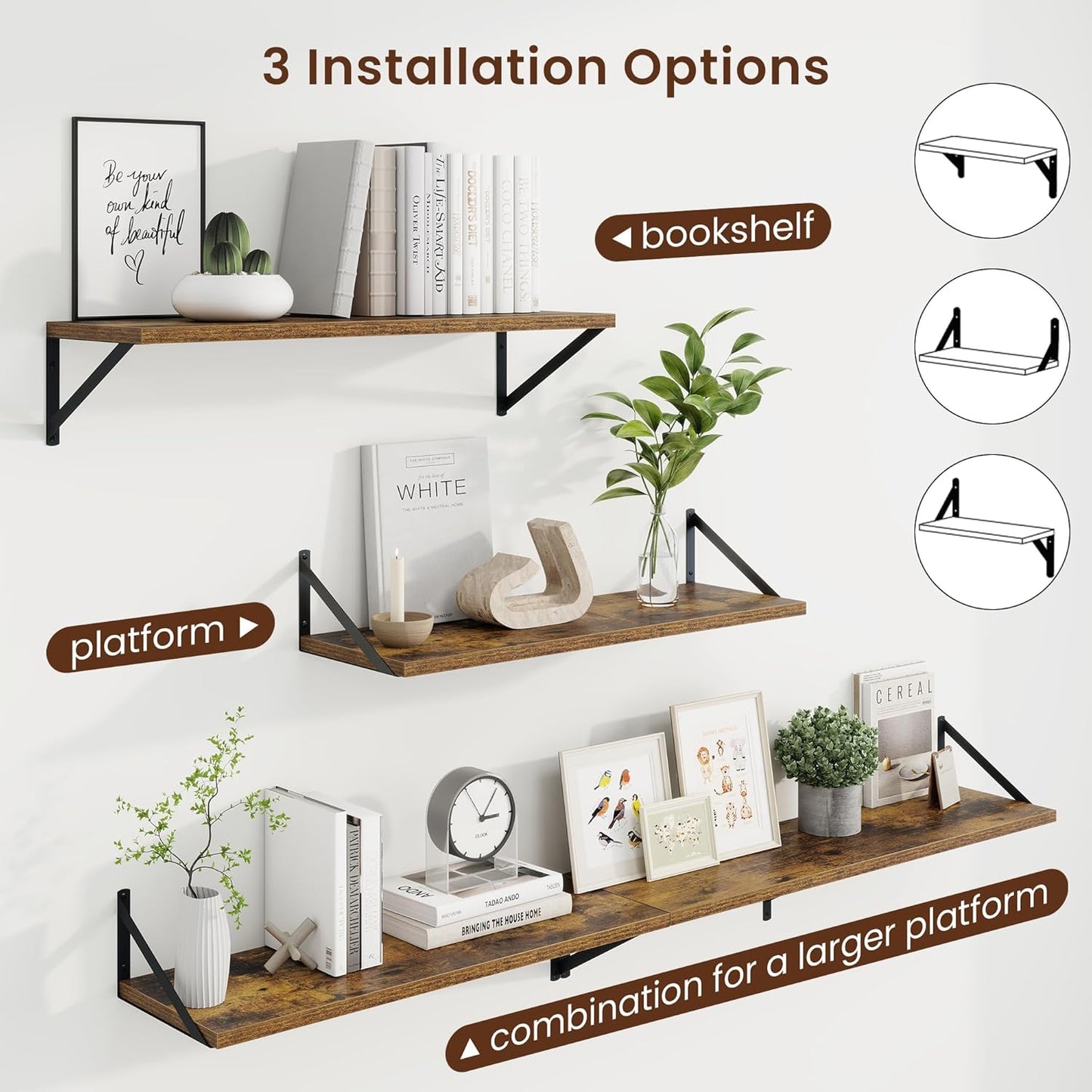 Axeman Deep Floating Shelves for Wall - 30 Inch Wide x 10 Inch Deep Floating Shelves Set of 2 -Rustic Wide Wall Shelves for Living Room Bathroom Bedroom