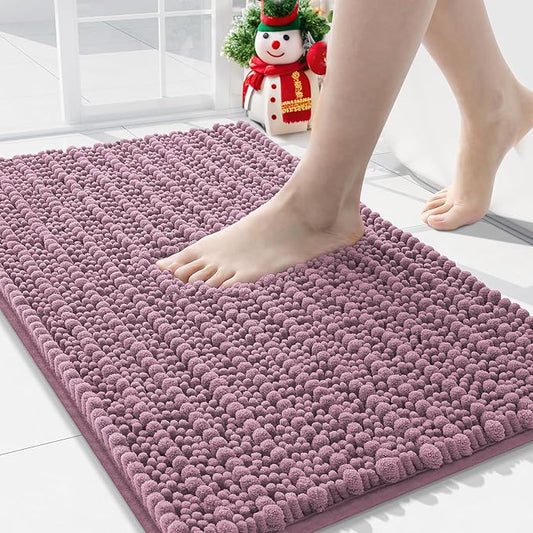 Arotive Luxury Chenille Bathroom Rug Mat, Extra Soft Thick Absorbent Shaggy Bath Rugs, Non-Slip Machine Wash Dry, Plush Bath Mats for Bathroom, Shower and Tub, 36x24, Deep Plum