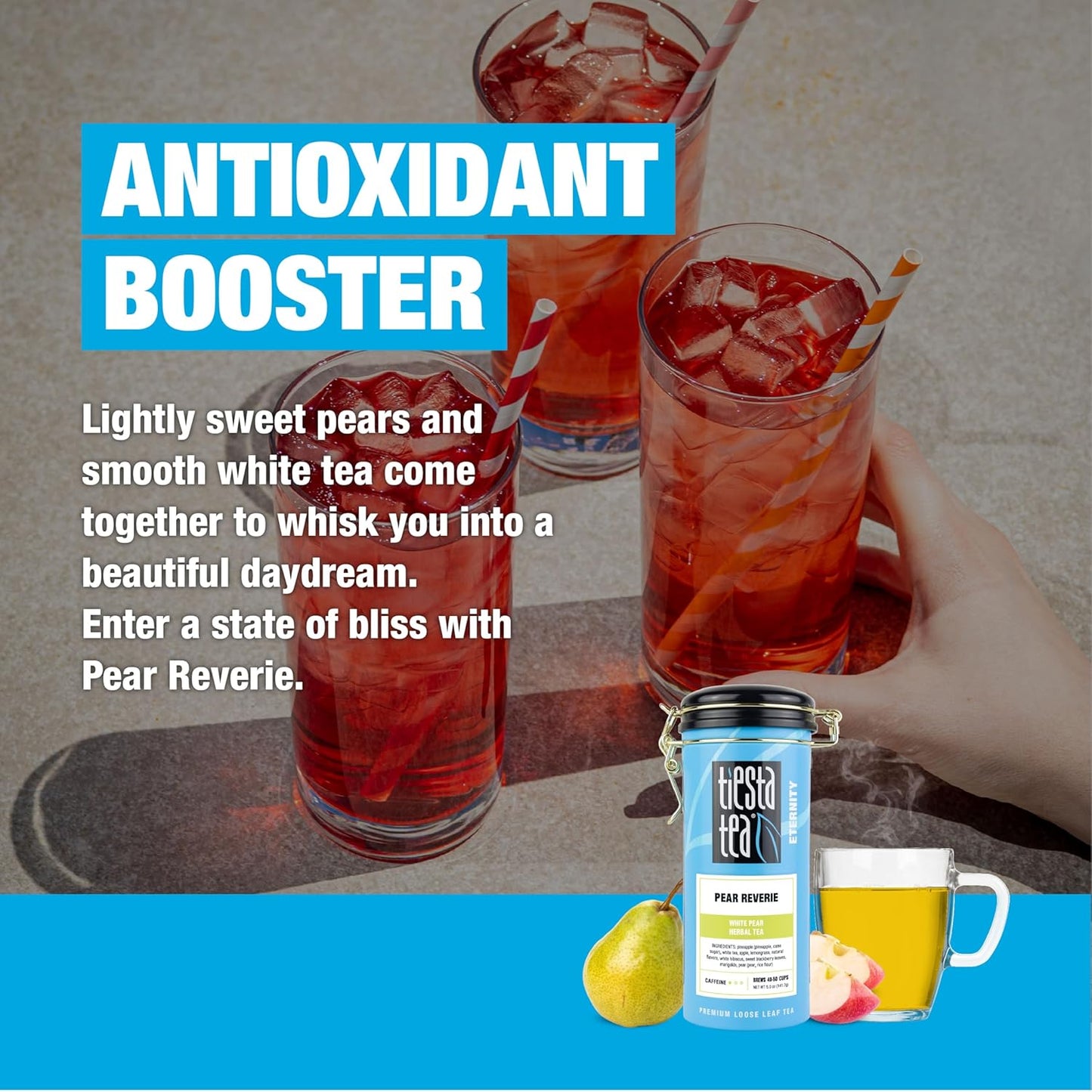 Tiesta Tea - Pear Reverie Tea, Loose Leaf, White Pear Herbal Tea, Premium Low Caffeine Tea Blend, Make Hot or Iced & Up to 50 Cups, 5 oz Refillable Tin