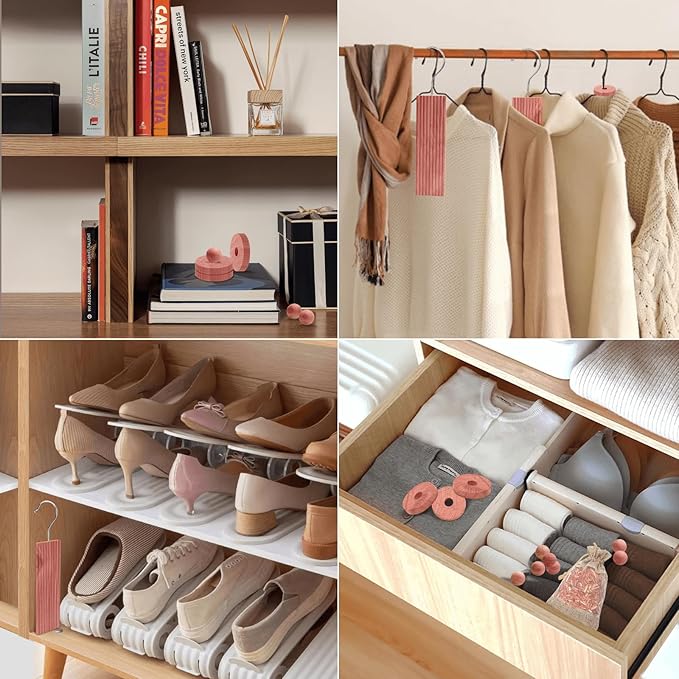 Homode Cedar Blocks for Clothes Storage, Set of 30, Cedar Chips for Closets and Drawers, Aromatic Cedar Wood Balls and Cedar Sachets, Cedar Closet Freshener