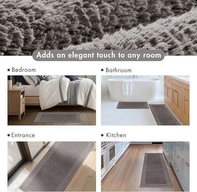 Madison Park Splendor Reversible 100% Cotton Tufted Bathroom Rug-3000 GSM Hotel Quality Luxurious Plush Medium Pile Bath Mat Absorbent, Quick Dry, Shower Room Décor, 21x34, Charcoal