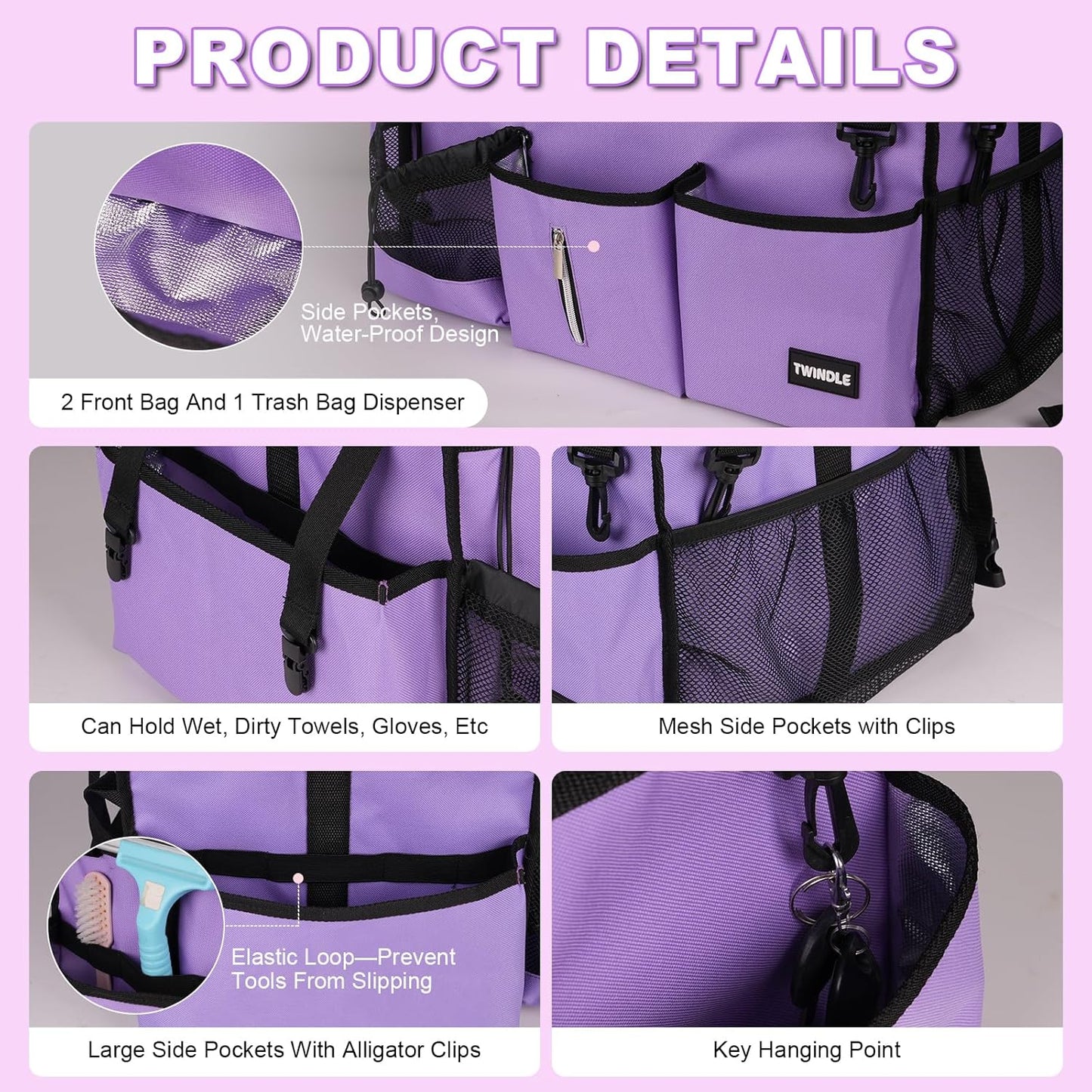 Large Cleaning Caddy Bag With Detachable Divider,Caddy Organizer With Handle,Cleaning Supply Storage With Adjustable Shoulder Strap & Waist Belt For Cleaners,Cleaning Housekeepers