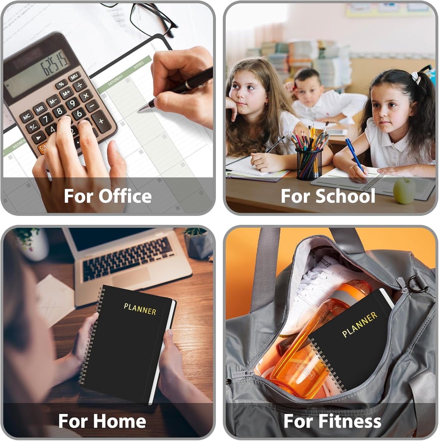 Undated Weekly Planner, Weekly To Do List Notebook with Goal, Organizer & Habit Tracker, A5 Daily Planner with Spiral Binding, Ideal for Office School Suppies - Black