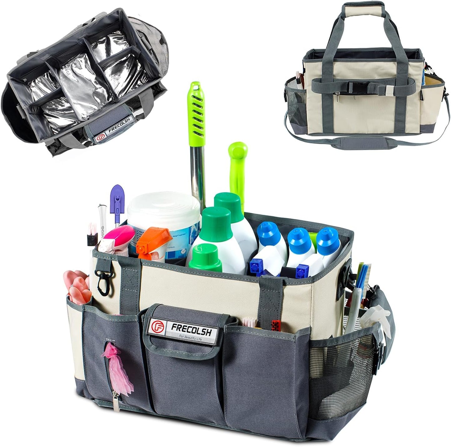 Cleaning Caddy for Cleaning Suppliers Organizer with Pockets for House Cleaning Essentials, Cleaning Organizer, Wearable Cleaing Bag Tote, Storage Caddy for Housekeeping