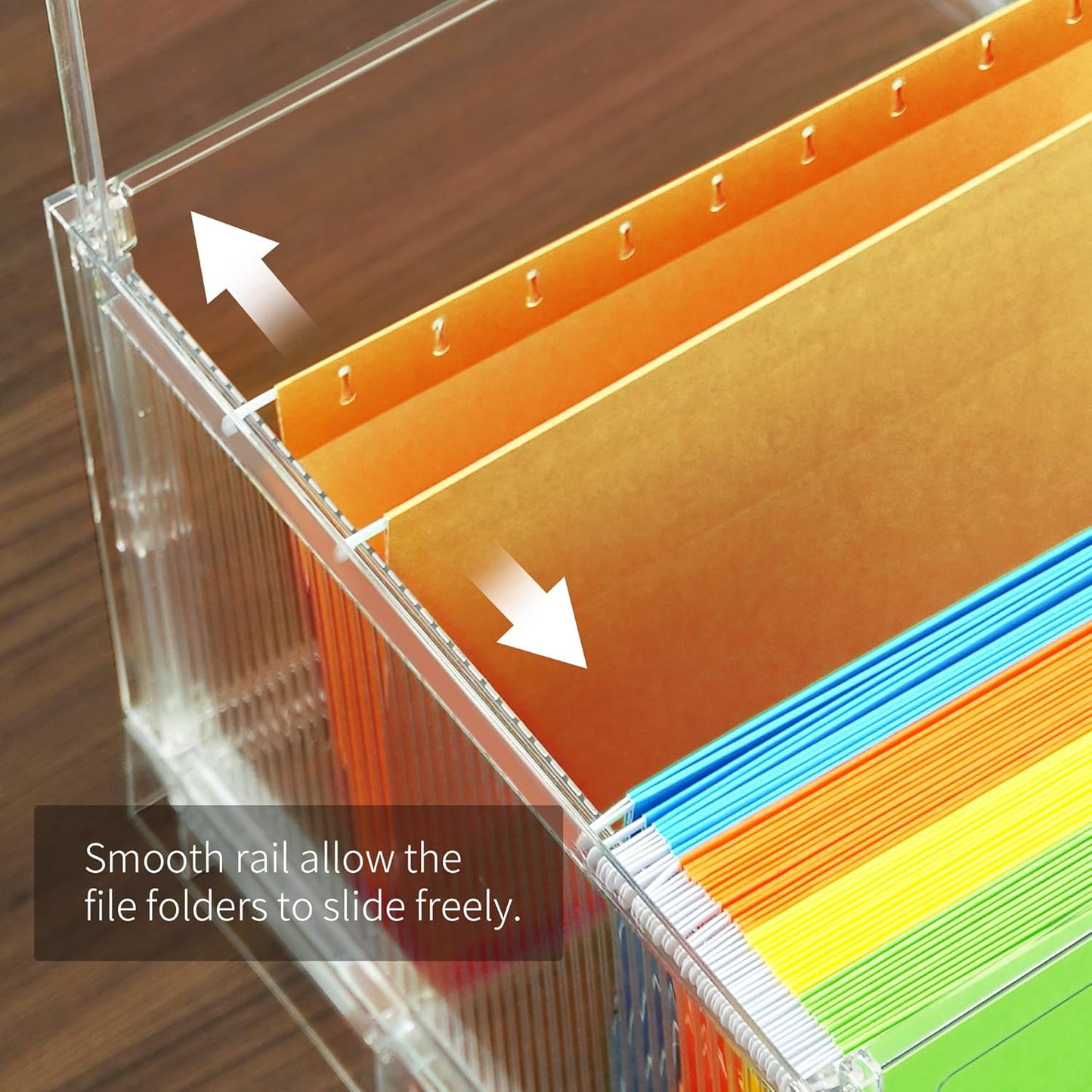 File Organizer Box with Lid,Hanging Filing Folder Organizer for Document Storage with Plastic Slide,Letter-size File Holder Filing Box for Office/Home/Decor/（1Pack）