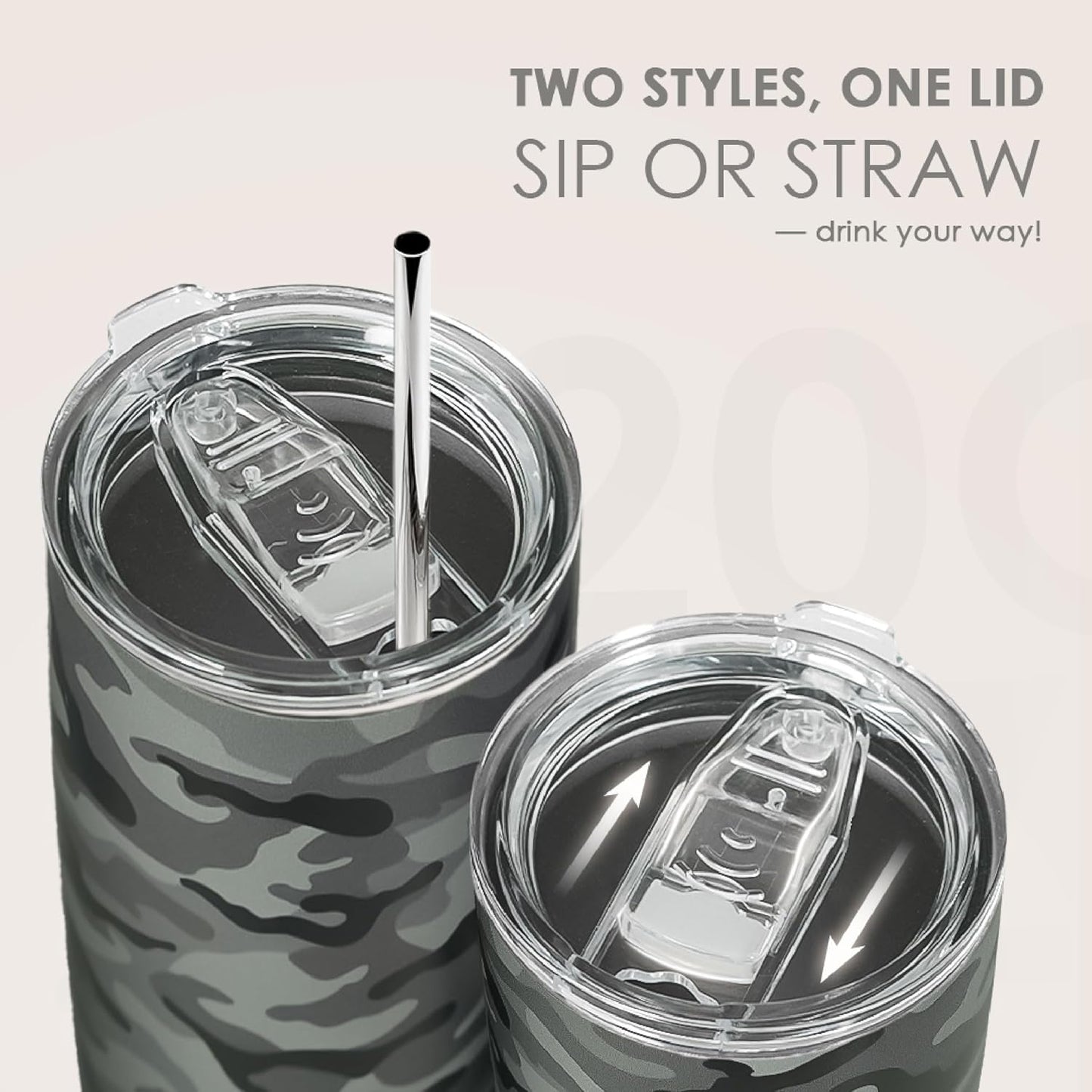 SANDJEST Camo Tumbler 20oz Stainless Steel Double Insulated, Travel Coffee Cup, Gifts for Men Women, Hunting Lovers, Birthday Christmas