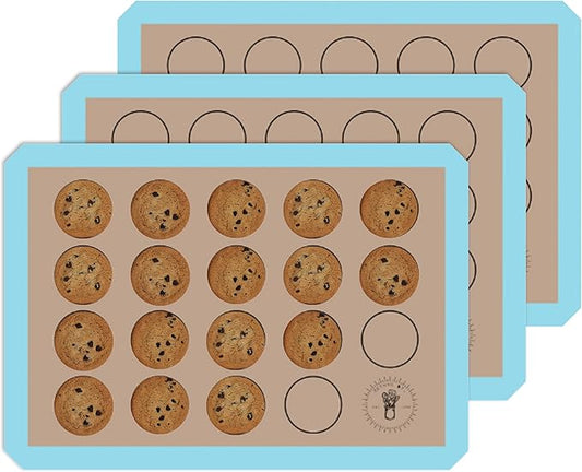 Silicone Baking Mats for Cookies, 3/4 Baking mat size, 3 Pack, Non-Stick, Food Safe Oven Safe All Purpose Liners for baking sheets - Easy Clean, Mess-Free Baking Sheet Liners (13.7 x 19.5 In)