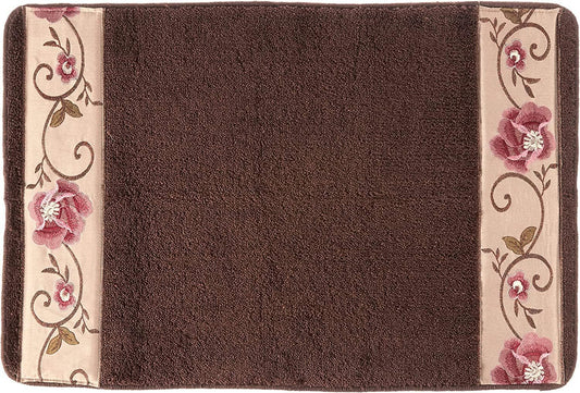 Zahari Home Larrisa Floral Bathroom Rug Luxury Bath Rug Washable Contemporary Decor Beautiful Shower Mat Unique Design Stylish Non Slip Shower Mat Flower Bath Rug Bath Shower Tub Decor