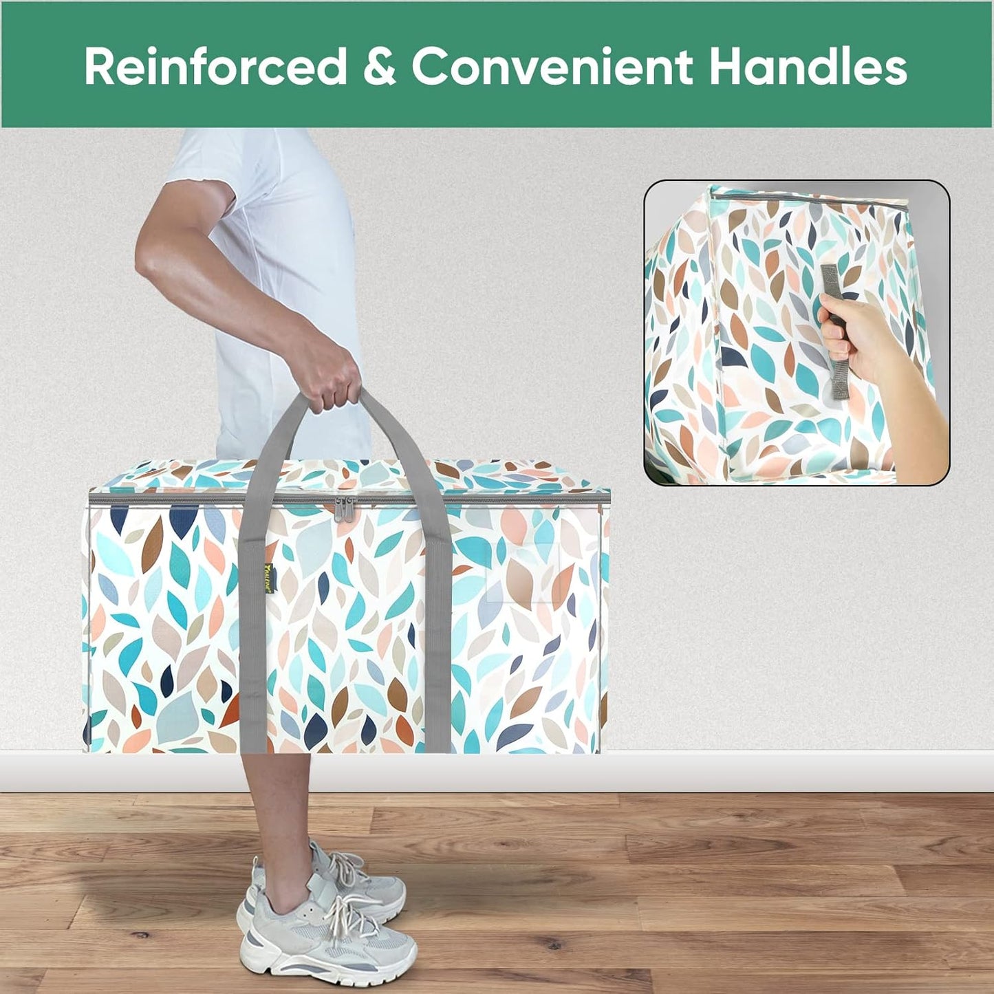 BALEINE 2-Pack Oversized Moving Bags with Reinforced Handles, Heavy-Duty Storage Tote for Clothes, Moving Supplies (Mosaic, 2-Pack)