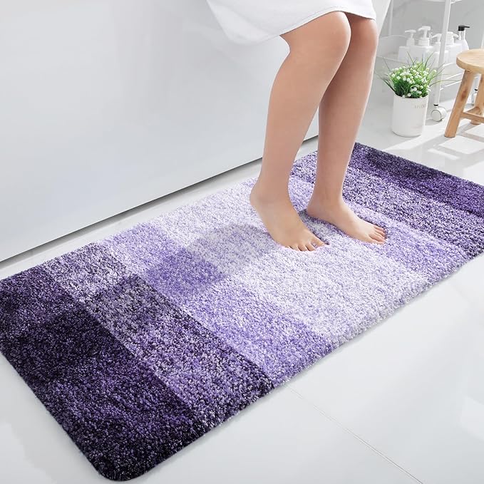 OLANLY Bathroom Runner Rugs 44x24, Extra Soft Absorbent Microfiber Bath Rugs, Rubber Backing, Quick Dry, Machine Washable Bath Mats for Bathroom Floor, Tub and Shower, Home Decor Accessories, Violet