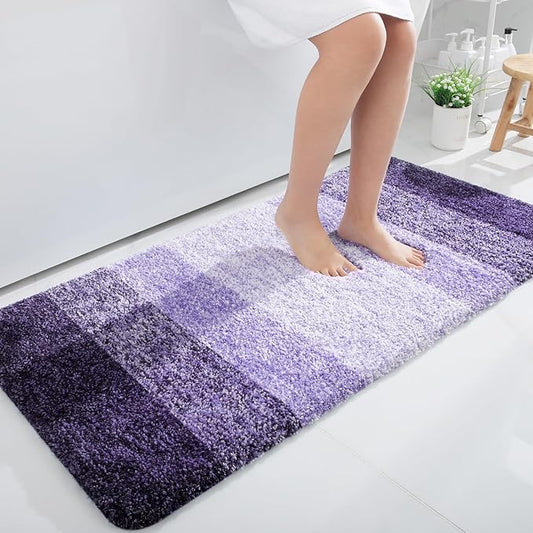 OLANLY Bathroom Runner Rugs 44x24, Extra Soft Absorbent Microfiber Bath Rugs, Rubber Backing, Quick Dry, Machine Washable Bath Mats for Bathroom Floor, Tub and Shower, Home Decor Accessories, Violet