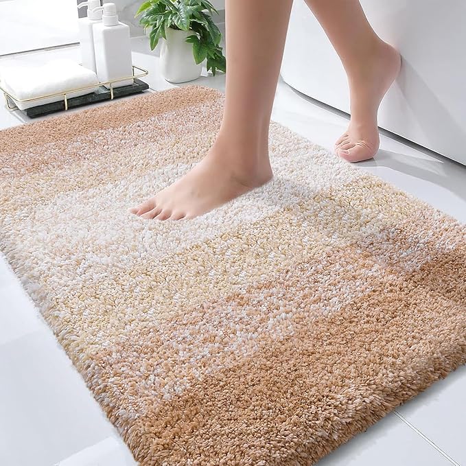 OLANLY Bathroom Rugs Mat 36x24, Extra Soft Absorbent Microfiber Bath Rugs, Rubber Backing, Quick Dry, Machine Washable Bath Mats for Bathroom Floor, Tub and Shower, Home Decor Accessories, Beige