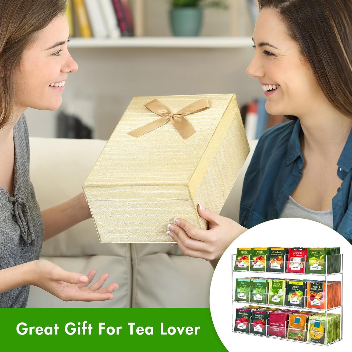 BEYGORM Acrylic Tea Bag Organizer for 270 Tea Packets, No Assembly Required Display Holder for Countertop, Vertical Tea Bag Caddy for Cabinet, Tea bar Accessories, Teabags Storage Containers