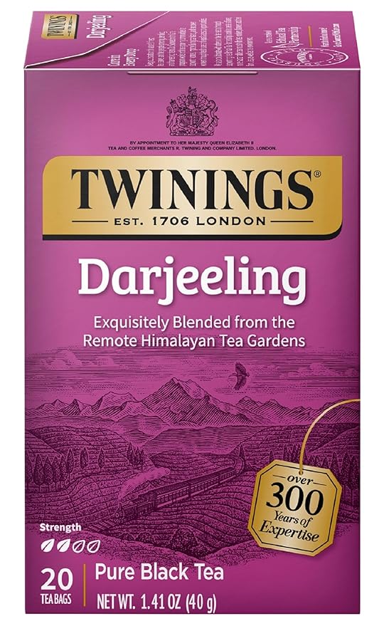 Twinings Darjeeling Black Tea Individually Wrapped Bags, 20 Count (Pack of 1), Delicate Light Taste, Caffeinated, Enjoy Hot or Iced, 20 Teabags