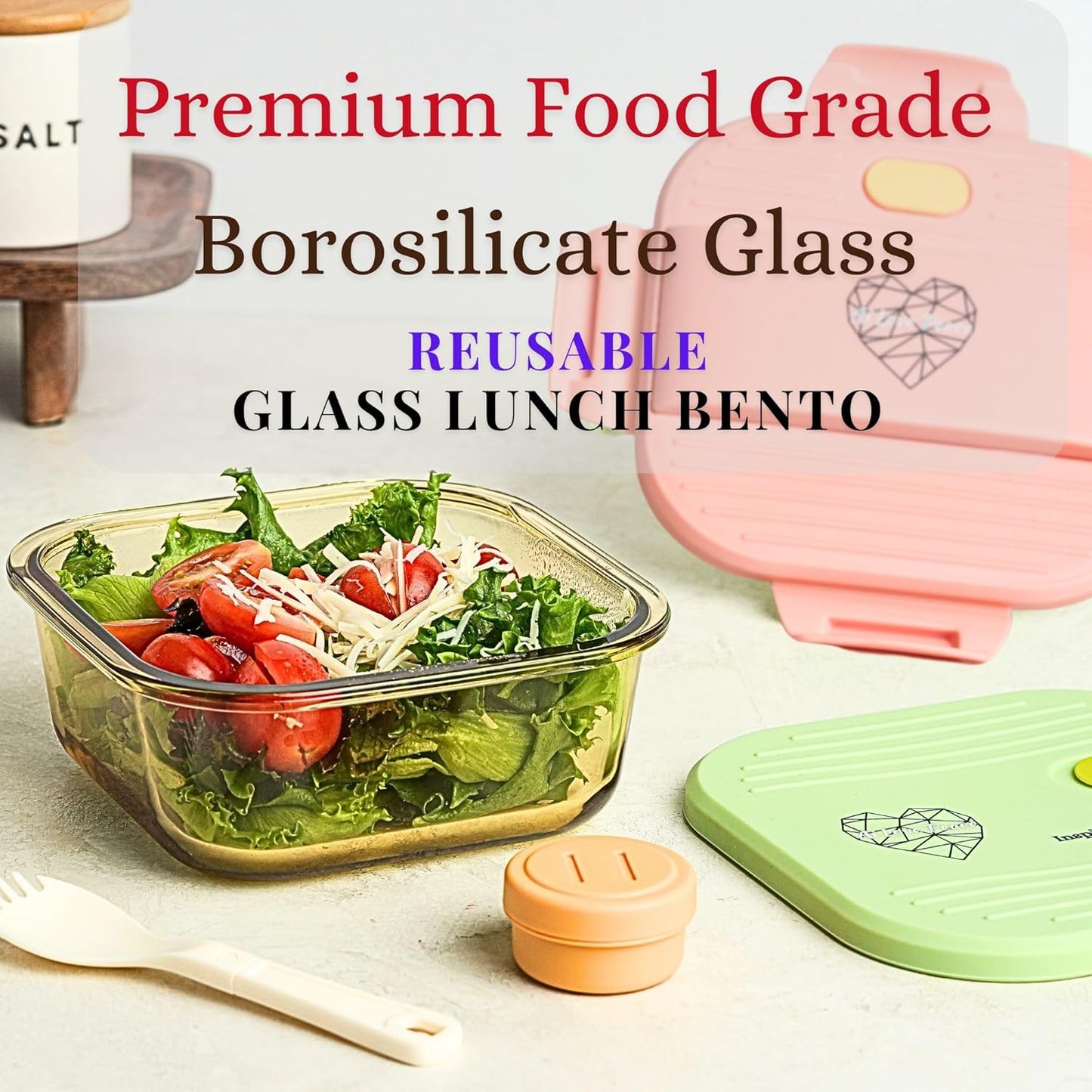 Ai Love Peace Soup Container with Dual Lids,26 oz Borosilicate Glass Lunch Box | Leakproof Lid+ Microwave &Safe Freezer Lid, Stackable,Glass Meal Prep Food Storage,Perfect for Work & Soup Lovers Gift.