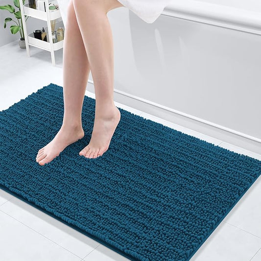 Arotive Luxury Chenille Bathroom Rug Mat, Extra Soft Thick Absorbent Shaggy Bath Rugs, Non-Slip Machine Wash Dry, Plush Bath Mats for Bathroom, Shower and Tub, 44x24, Peacock Blue