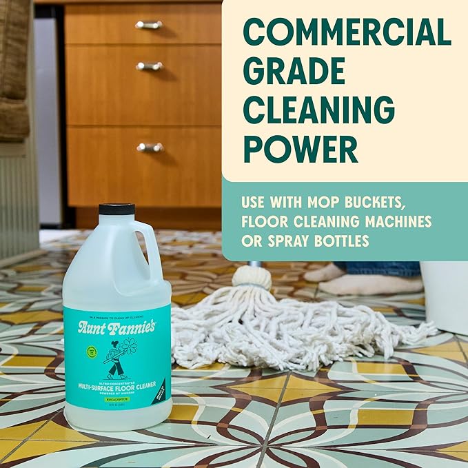 Aunt Fannie's Ultra Concentrated Floor Cleaner Vinegar Wash, Multi-Surface Solution For Mopping, Value Size, Eucalyptus Scent, 64 oz