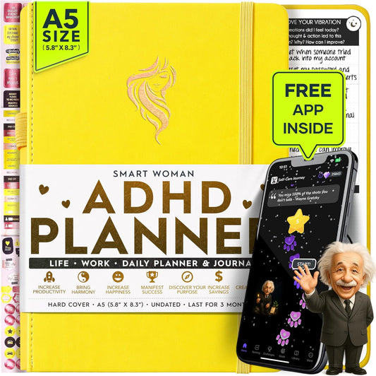 SMART ADHD PLANNER - Adhd Daily Planner - A Self Care Personal Gratitude Journal to Increase Productivity Weekly & Monthly Undated Planner for Women and Men, Vision Board & Organizer + Stickers
