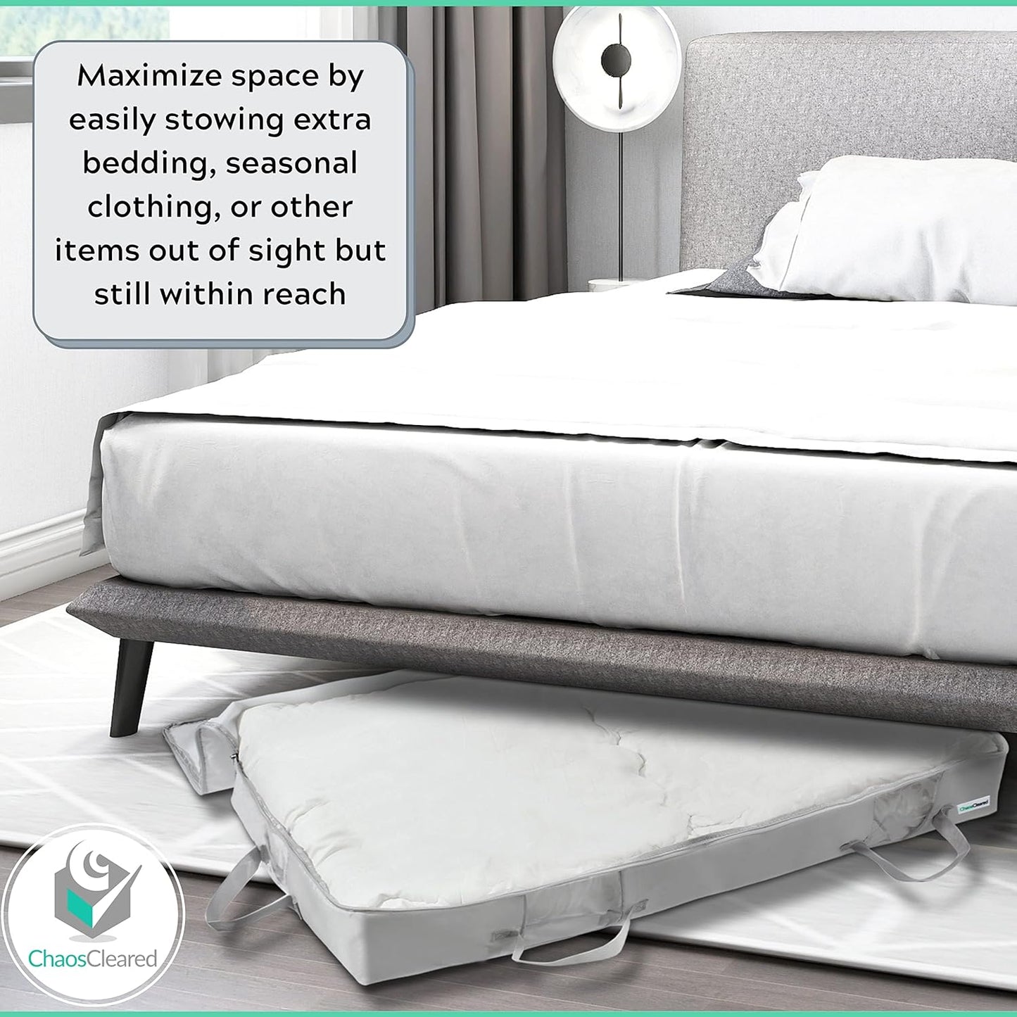 Under Bed Storage Containers for Toys, Clothes, Shoes etc. Underbed Organizer Bag that slides Under the bed without friction or wheels. Low profile 6 height is great for under the couch or other