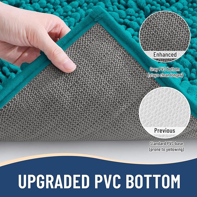 Arotive Luxury Chenille Bathroom Rug Mat, Extra Soft Thick Absorbent Shaggy Bath Rugs, Non-Slip Machine Wash Dry, Plush Bath Mats for Bathroom, Shower and Tub, 24x16, Lake Blue