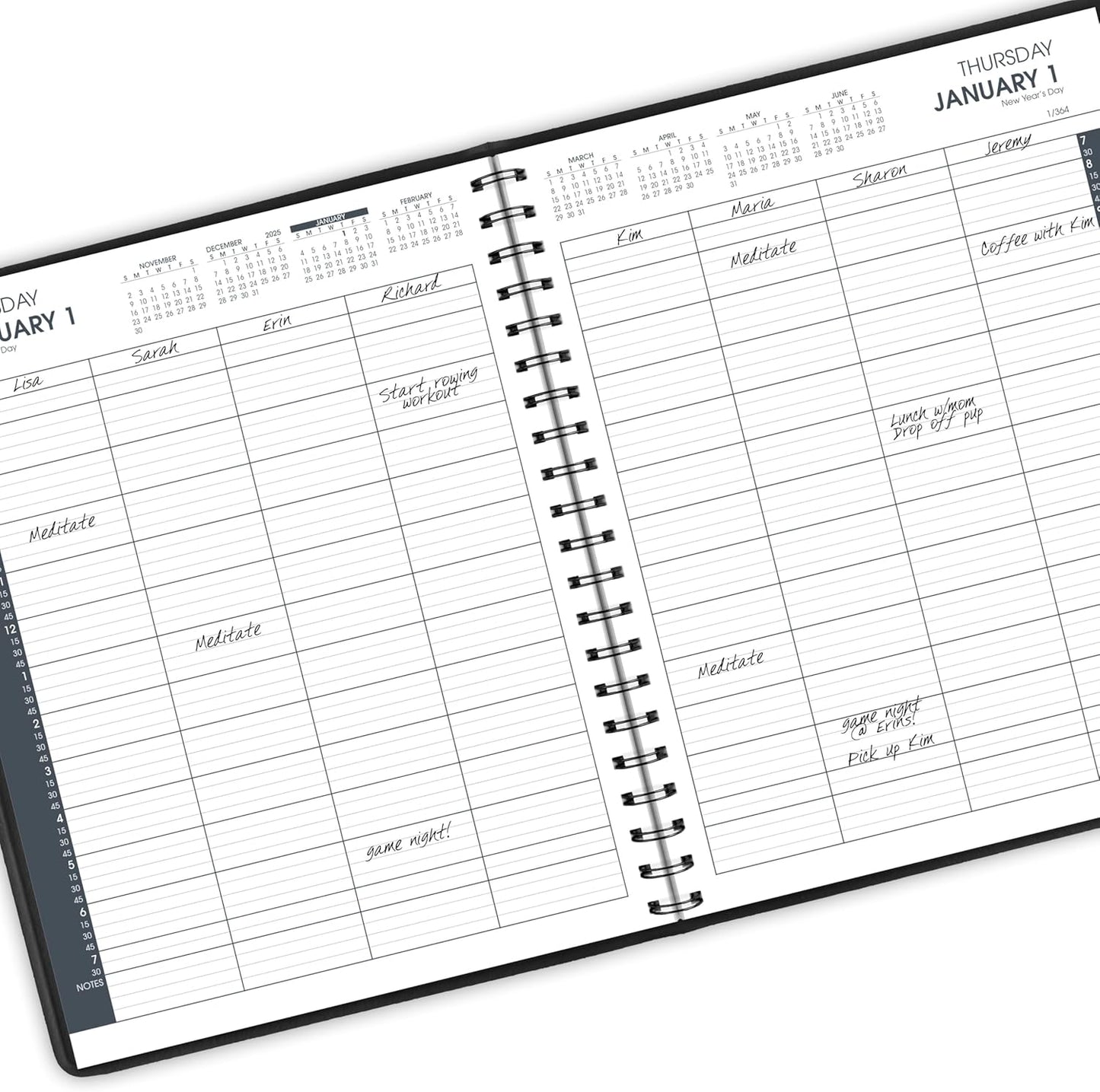 AT-A-GLANCE 2026 Appointment Book Planner, Daily, 8-1/2" x 11", Large, Eight Person Group, Two-Volume Set, Black (702120526)