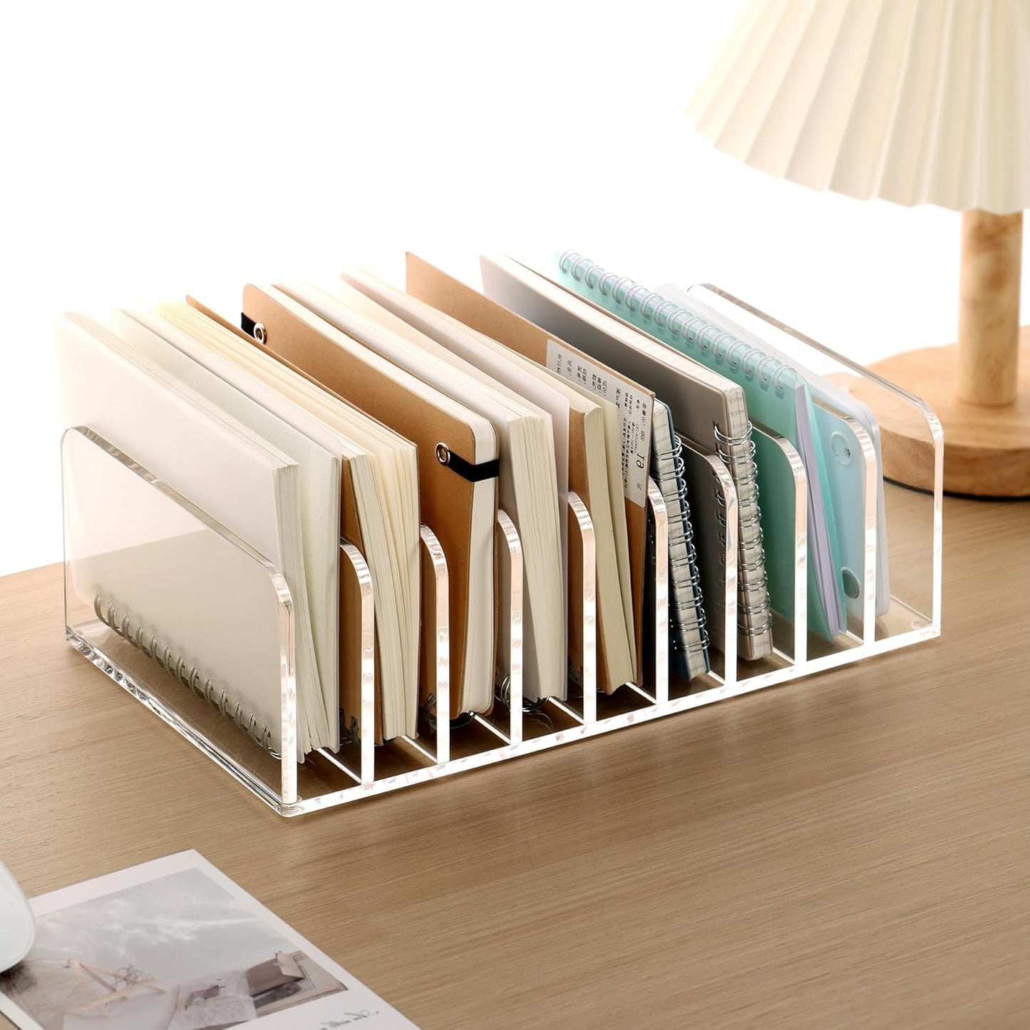 SANRUI Mail Organizer, Clear Acrylic Desk Organizer,Letter Holder for Desk,9-Compartment Small File Holders Paper Organizer Mail Sorter for Office,Home, School