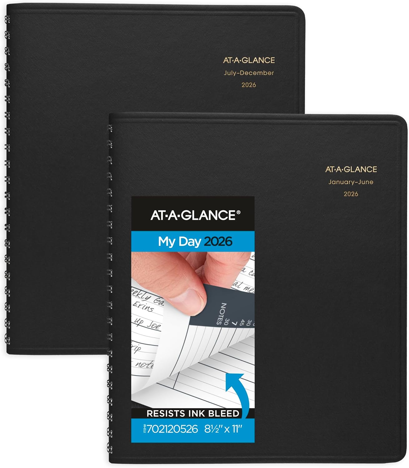 AT-A-GLANCE 2026 Appointment Book Planner, Daily, 8-1/2" x 11", Large, Eight Person Group, Two-Volume Set, Black (702120526)