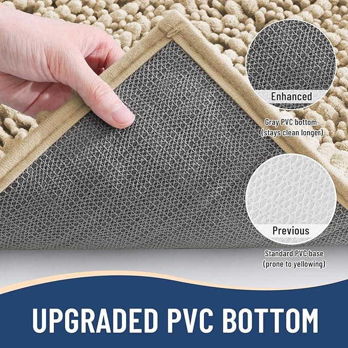 Arotive Luxury Chenille Bathroom Rug Mat, Extra Soft Thick Absorbent Shaggy Bath Rugs, Non-Slip Machine Wash Dry, Plush Bath Mats for Bathroom, Shower and Tub, 50x30, Beige