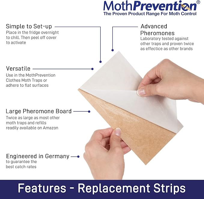 Clothes Moth Trap Replacement Strips (6 Strips in Total) - Refills for MothPrevention Moth Traps - for Closets & Clothing