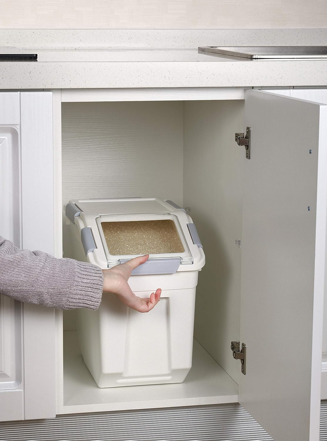 Rice Storage Container 25 lb (15 Liters) with Wheels Seal Locking Lid PP (Pack-2)