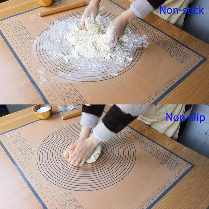 Silicone Pastry Mat 34x26 Inch - Nonstick Baking Mat Perfect for Dough, Pastry, Pie Crust, Fondant, Bread, Cookies, Pasta, Pizza