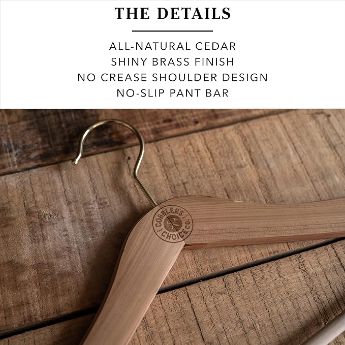 Cobbler's Choice Cedar Hanger (3-Pack), Naturally Absorbs Moisture, Eliminates Unwanted Odor, & More