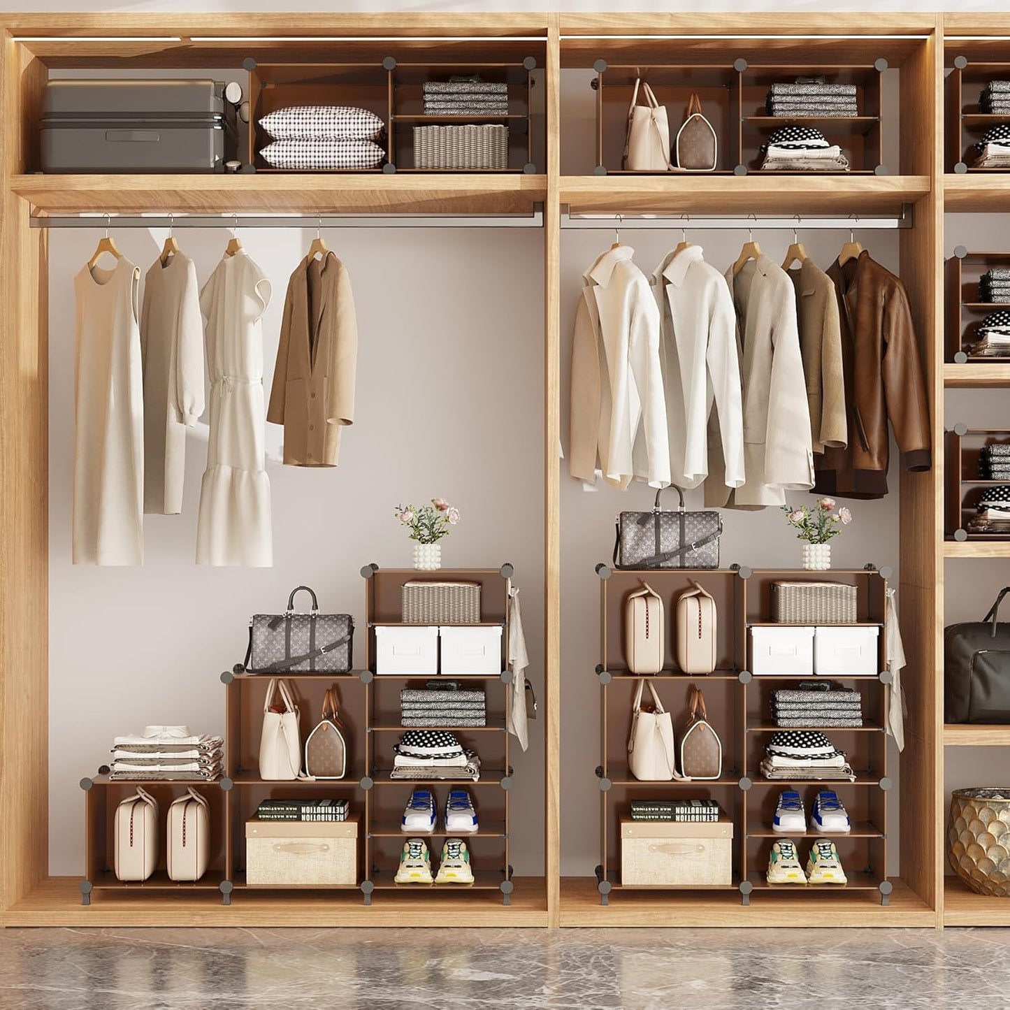 AWTATOS Closet Organizer 6 Cube Storage Shelves Portable Closet Clothes Organizers and Storage Stackable Cubby Shelving for Closet Bedroom Living Room Office Cocoa Brown