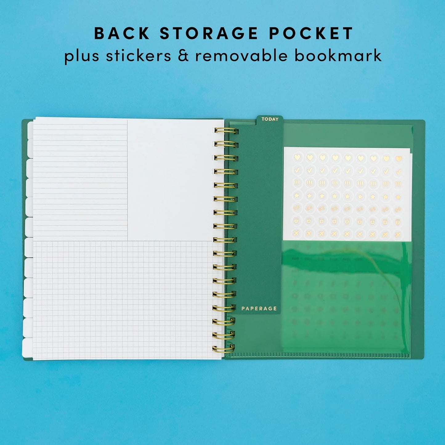 PAPERAGE Undated 12 Month Weekly & Monthly Planner with Durable Cover & Spiral Binding, 7.5 in x 9 in, Productivity Planner with Note Pages, Goals & Budget Trackers, Stickers & Bookmark (Dark Green)