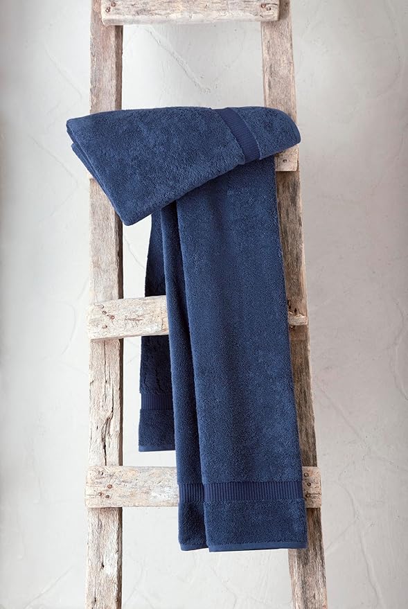 SALBAKOS 100% Turkish Cotton Extra Large Bath Sheet Set of 2 35x70 inch | Heirloom Quality | Hotel & Spa Collection | Soft, Absorbent Oversize Bath Towels | Made in Turkey (Navy, 2 Bath Sheets)