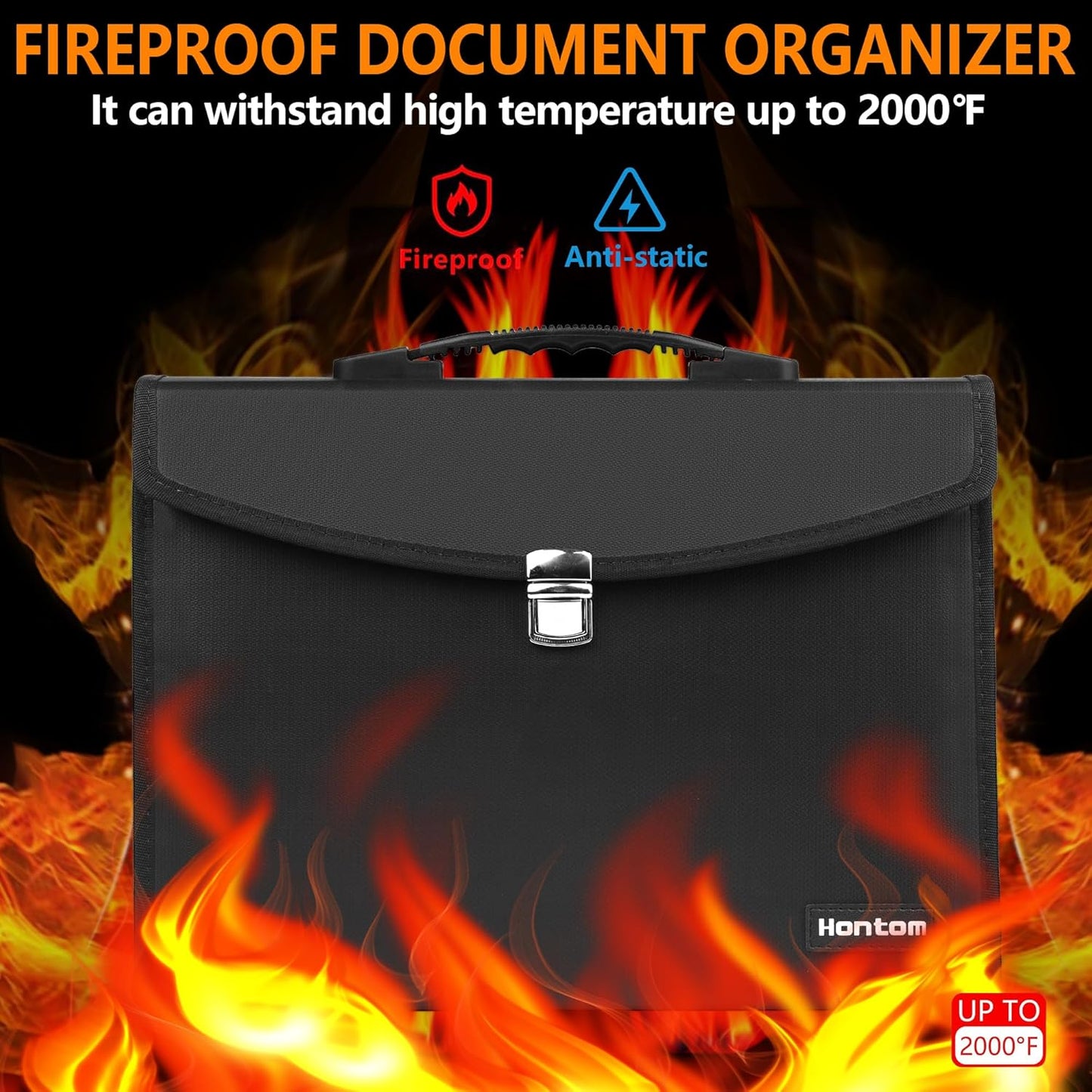 Hontom Accordion File Organizer,24 Pockets Fireproof Expanding File Folder with Multi Pockets,Portable Business Fireproof Storage Document Organizer Folder with Snap Closure for Documents and File